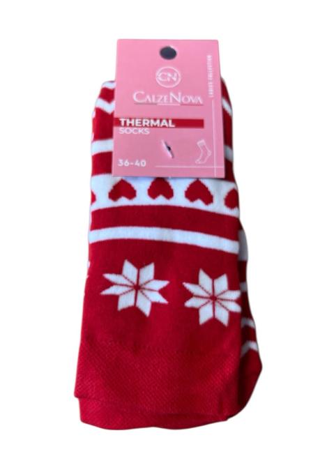 Sosete Craciun dama ,Interior tip prosop,Imprimeu inimi, Engros